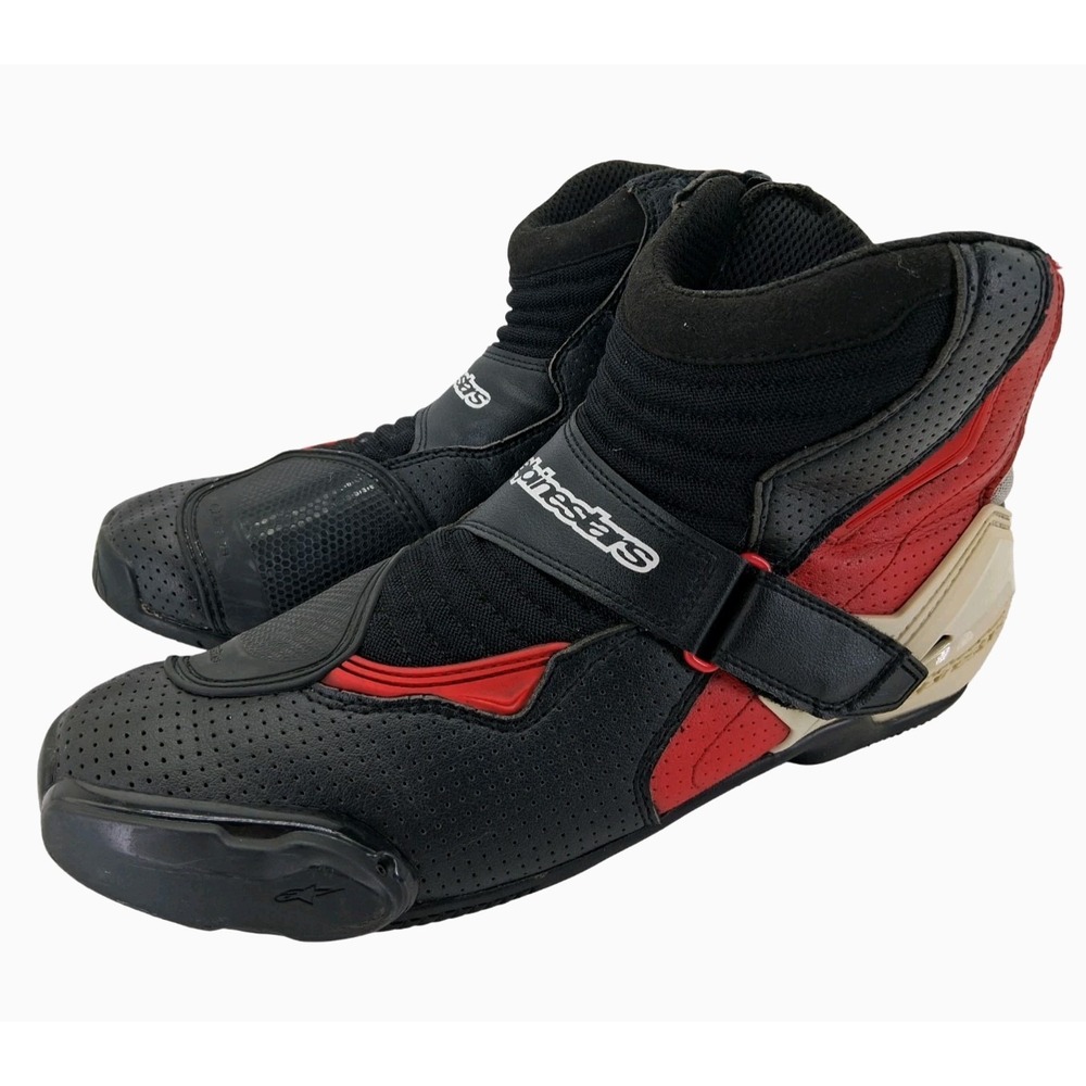 Alpinestars Boots Mens EU 49 US 13.5 Black Red Motorcycle Ankle Riding Boots